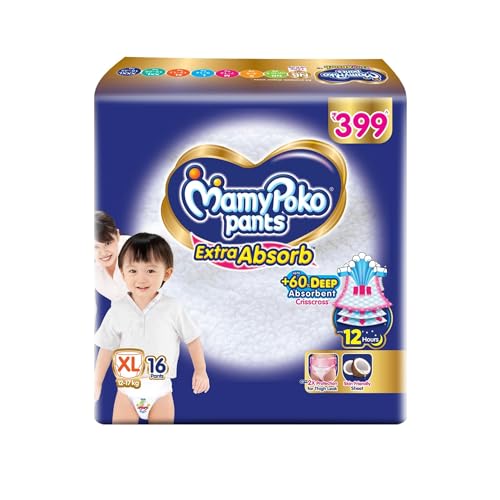 Image of MamyPoko Pants Extra Absorb Baby Diapers, X- Large (XL), 16 Count, 12-17 kg