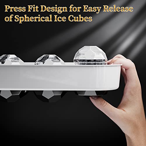 Marbrasse Large Ice Cube Tray, 2.2''Whiskey Ice Mold, 2 Pack Round Ice Cube Mold With Bin&Tong, Reusable Sphere Ice Cube Mold, Easy Fill & Release Ice Ball Maker For Whiskey Cocktails Bourbon (Black) #TOP2