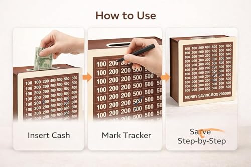 Image of Premium Wooden Money Bank with Lock - Vintage Coin Saving Box for All Ages - Ideal for Cash, Coins, Donations & Home Decor (2 LAKH Money BOX2, 2, Count)