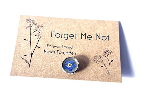 Forget Me Not Memorial Pin Flower Design Funeral Favour Bereavement Gift Rememberance Brooch (1 x Memorial Pin)
