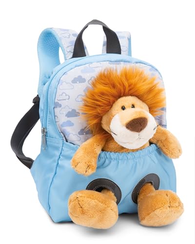 Imagen de NICI mochila infantil azul 2 en 1 con león de peluche 25cm Mochila para guardería niñas y niños Zona lumbar suave y correas ajustables 49848