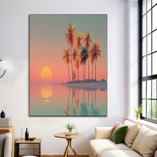 Cuadro de atardecer romántico en lienzo grande de 70x100cm para dormitorios 1