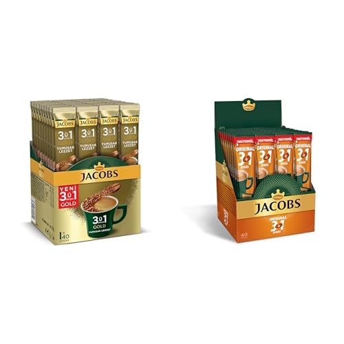 Jacobs 3in1 Yumuşak 1 Kutu 40 Adet 18 g ve JACOBS 3'ü 1 Arada 16 Gram x 40, Kahve