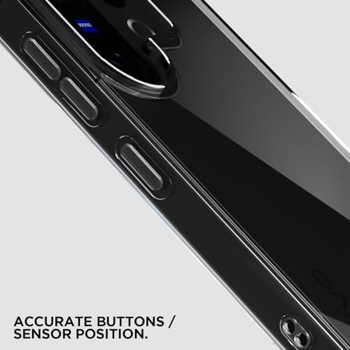 Image of Pikkme Back Cover for Vivo X200 Fe 5G PC + TPU Clear Transparent Raised Edges Shockproof Protective Phone Bumper Case(Transparent)