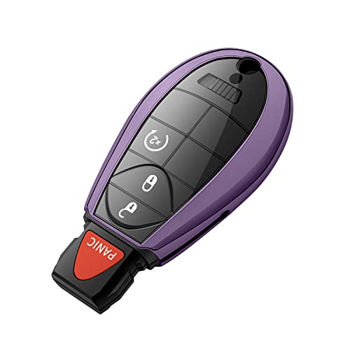 Tukellen for Dodge Key Fob Cover,Special Soft TPU Key Case Cover Protector Compatible with 2013-2018 Ram Grand Caravan Charger Challenger Durango Journey Magnum Remote/Smart Key,Key Shell-Purple Black