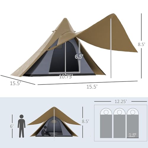 Carpa de camping con dosel para 2-3 personas miniatura 5