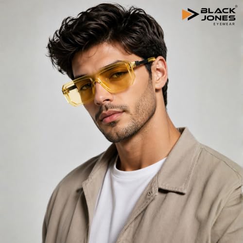 Image of Black Jones Men's Oversized Square Sunglasses| Bold Frame Design | Metal Temple Accents | Stylish Luxury Eyewear | UV Protection