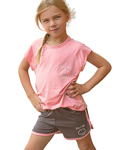 Image of Girls Short Sets with Athletic Shorts and Workout Tops Quick Dry Athletic Clothing Sets 6-13 Years
