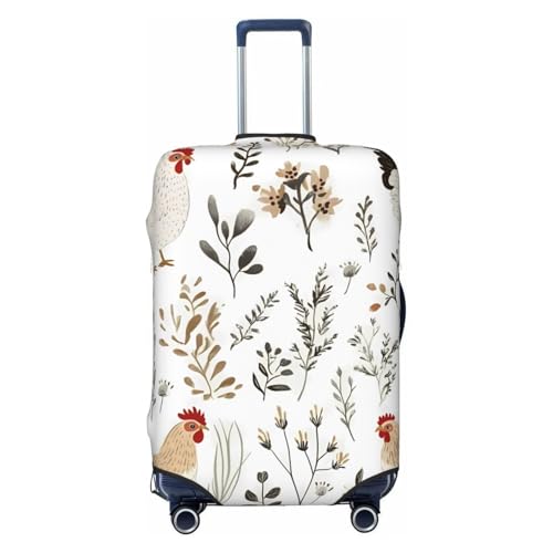 Wild Farm Chickens Elastic Travel Luggage Cover, Washable Spandex Suitcase Protector, Anti-Scratch Fits 18-32 Inch