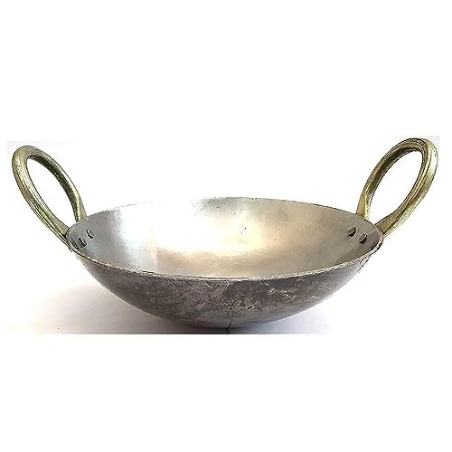 Image of Kadhai (Small-625 ml, Dia-19 cm, Grey) Cooking and Deep Frying Rustic Iron