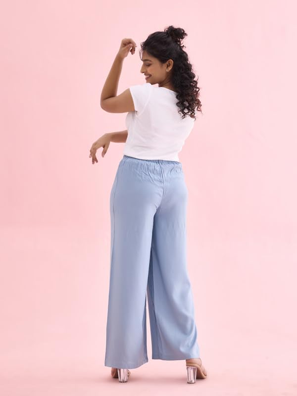 Image of GO COLORS Soft Viscose Basic Palazzo Full Length for Women| Breathable, Mid Rise, Relaxed Fit