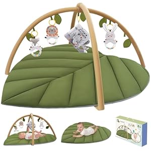 Looxii Baby Play Gym Acitivity Mat Tummy Time Mat Washable Soft and Thick Baby Activity Mat with Detachable Toys Promote Motor Skiils Sensory Development for Toddler Infant