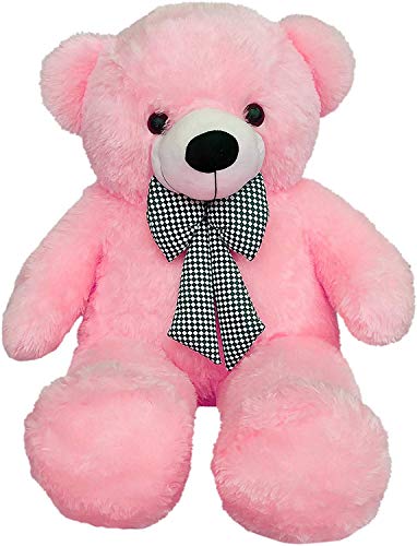 Image of HUG 'n' FEEL SOFT TOYS Loveable HUGABLE Soft Giant Life Size, Long Huge Teddy BearPlush & Stuffed Toys (Best for Someone Special) Baby Pink 3 Feet 90 cm with Free Heart Shape CUSION