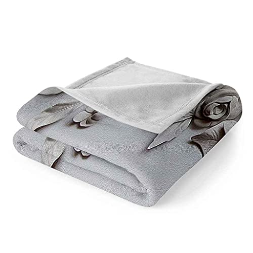 Couverture microfibre de qualité supérieure avec sculpture fleur 3D blanche - 7