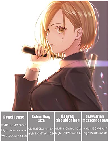 Anime rugzak groen 4-delige set jujutsu kaisen potlood diagonale schoudertas back-to-school leisure student jeugd… - Afbeelding 3