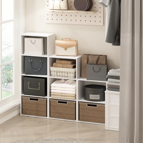 Image of Furinno Reed Closet Organizers and Storage, 3-Tier Closet Organizer, Open Shelf Closet Storage, for Wardrobe, Bedroom, Living Room, White