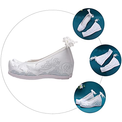 1Pair Ethnic Embroidered Cloth Shoes for Girls Comfortable Breathable Summer Footwear with High-Grade Material White Design for Friends3