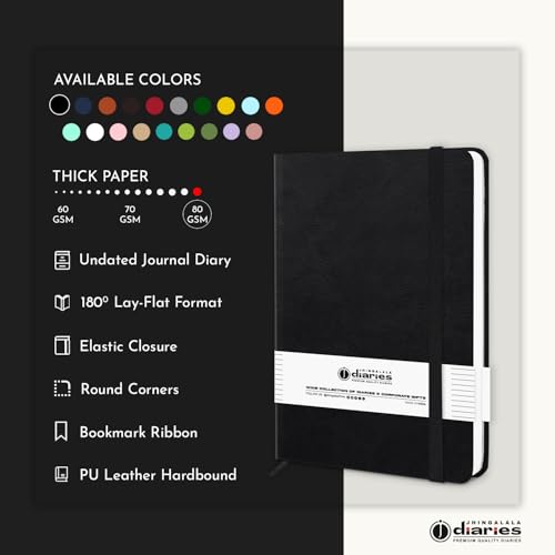 Image of Jhingalala PU Leather Hardbound Pocket Notebook Diary For Office Personal Daily Planner Notebook Pocket Diary, 192 Pages (Black)