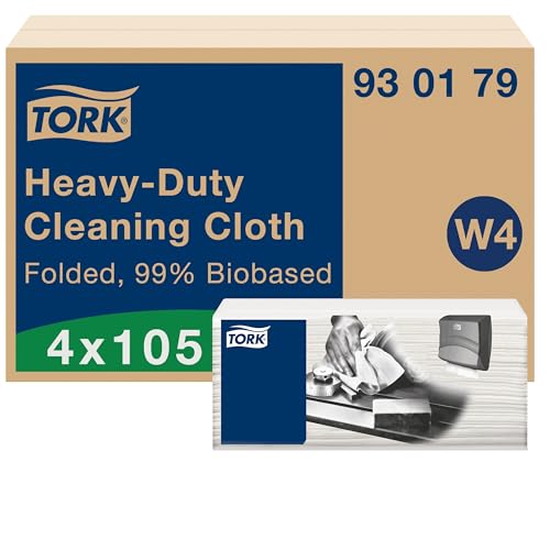 Tork Trapo de Limpieza Blanco de Base Biológica W4, 1 Capa, 4 x 105 Bayetas, 930179