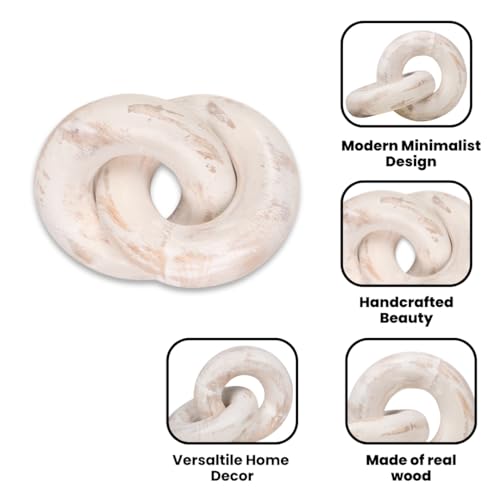 Nudo decorativo de madera 7x5.2x2.5 in blanco lavado miniatura 4