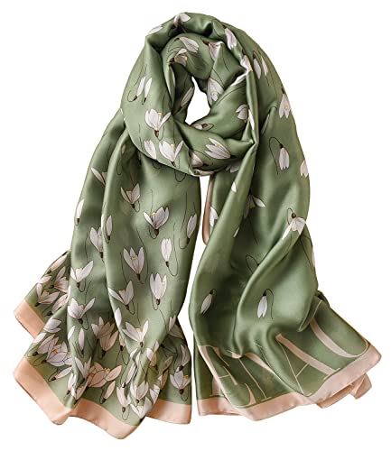NUWEERIR Womens 100% Large Mulberry Silk Scarf Long Satin Scarf Fashion Designer Scarf Lightweight Wraps