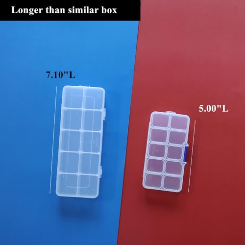 Image of 12 Pack Clear 10 Grids Plastic Storage Box with Adjustable Divider, Transparent Organizer Container Case for Bead, Jewelry, Craft Supplies, Small Part, Sewing Kit, DIY Accessories