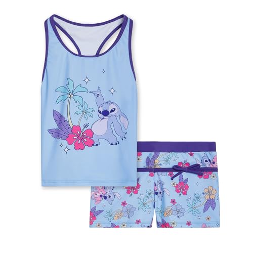 Disney Lilo & Stitch Girls Racerback UPF 50+ Tankini Top and Swim Shorts Outfit Set Little Kid to Big Kid Sizes (6-14-16)