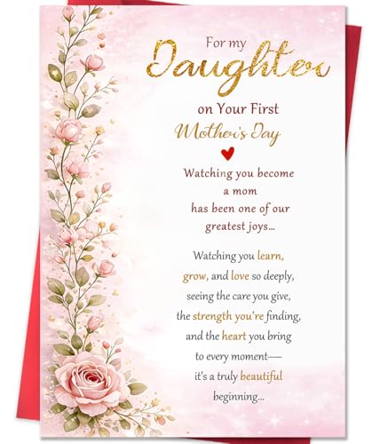 Beixian First Mothers Day Card for Daughter First Mothers Day Gift for Daughter Beautiful Floral Greeting Card for New Mom