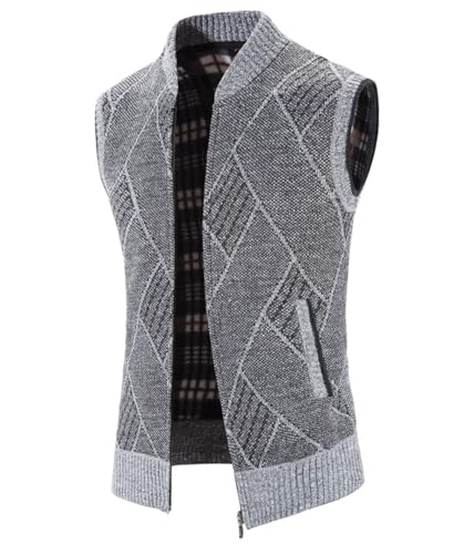 Men’S Fleece Lined Knitted Sweater Vest Warm Slim Fit Turtleneck Sleeveless Zip Up Casual Jacket4