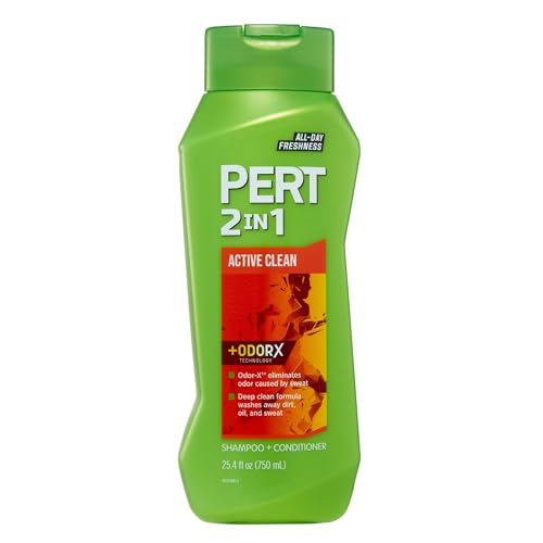 PERT 2 in 1 Active Clean Shampoo and Conditioner - Deep Clean with Odor Elimination Technology - Leaves Hair Manageable and Fresh All Day - 25.4 oz