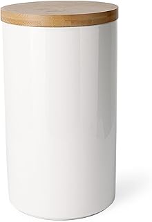Sweese 817.101 Kitchen Canister, 65oz/1930ml Porcelain Food Storage Jar with Bamboo Lid for Ground Coffee, Flour, Tea, Sug...