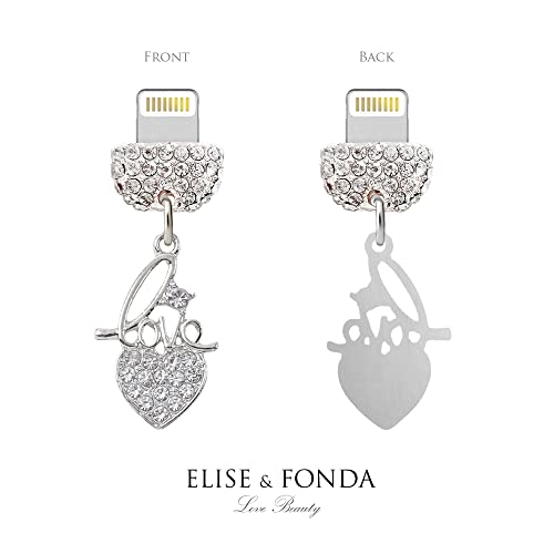 ELISE & FONDA CP391 Porta USB de Cristal Antipoeira Plugue Coração Amor Distinto Berloque para iPhon