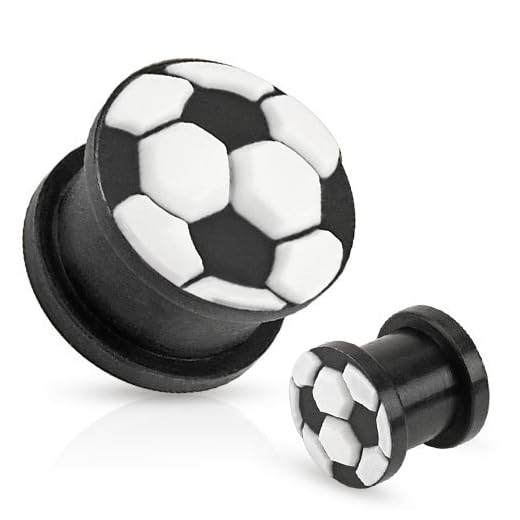 BlackAmazement unisex kött tunnel plugg inläggning piercing flexibel silikon fotboll vit svart silver e Silikon, cod. -