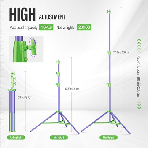 Image of Heavy Duty Light Stand Photography, 9.1ft /280cm All Metal Tripod