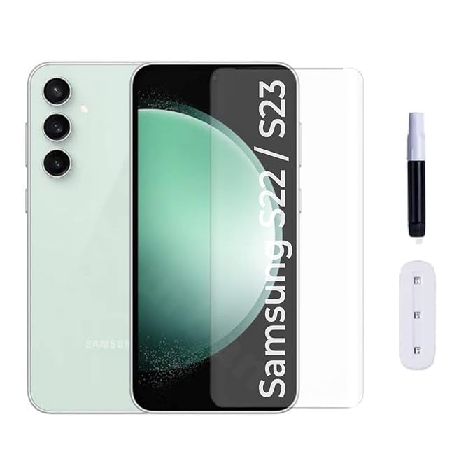 Image of Premium Tempered Glass Design For Samsung Galaxy S22 Advanced Border Less Full Edge-To-Edge Protector 3D Curved UV Screen Protector And Easy Installation Kit (Pack Of 1)