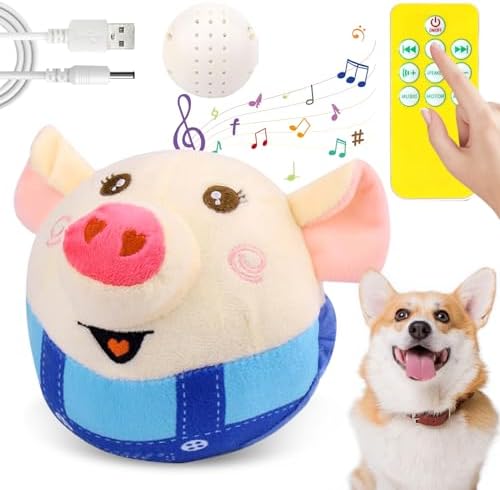 Interactive Dog Toys, Upgrade Remote Control Moving Dog Toy (Blue Pig) Washable Talking Squeaky Interactive Dog Ball Chargeable Puppy Toys for Small/Medium/Large Dogs to Keep Them Busy