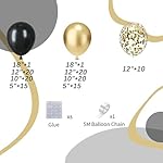 Black and Gold Balloons Arch Garland Kit, 122pcs Gold and Black Confetti Balloons with 16ft Tape Strip & Dot Glue for Graduation Birthday New Year Party Decorations - Image 2