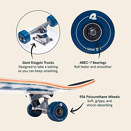 Image of Retrospec Alameda Skateboard Complete | Canadian Maple Wood Deck w / 5.5 Inch Aluminum Alloy Trucks for Commuting, Cruising, Carving & Downhill Riding