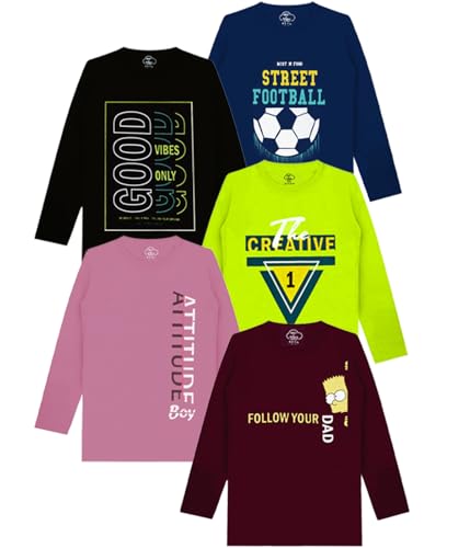 Image of MIST N FOGG Boys Printed Cotton Full Sleeve T Shirt (Pack of 3)