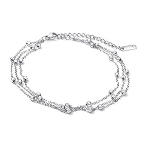 OIDEA Enkelkettinkje voor dames, met bolvormige hanger, in zilver, zachte vorm verstelbaar