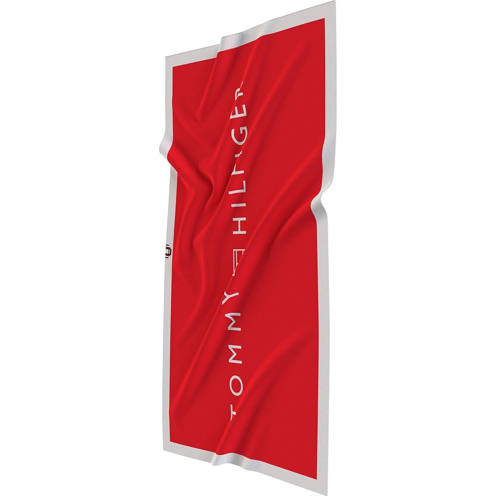Tommy Hilfiger Telo mare piscina spa spugna di cotone con stampa cm.180x100 (circa) articolo UU0UU00074 towel, XJD Daring scarlet, Taglia unica