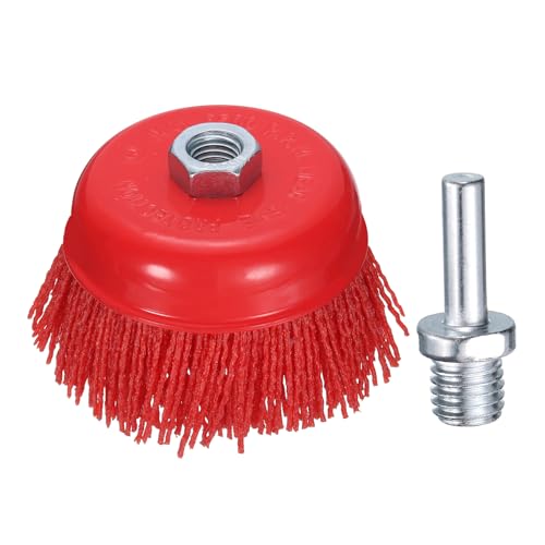 QUARKZMAN Cepillo De Taza De Alambre De Filamento De Nylon De 4', Juego De Cepillos Abrasivos De Alambre Con Eje Roscado 5/8'-11 Y Adaptador Para Taladro Para Eliminar Óxido Superficies
