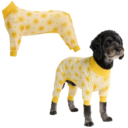 Image of Spark Paws Dog Pajama, Dog Recovery Suit Male, Onesie, Ultra-Soft and 4-Way Stretch, for Small Medium and Large Breeds - Sunshine - XXL