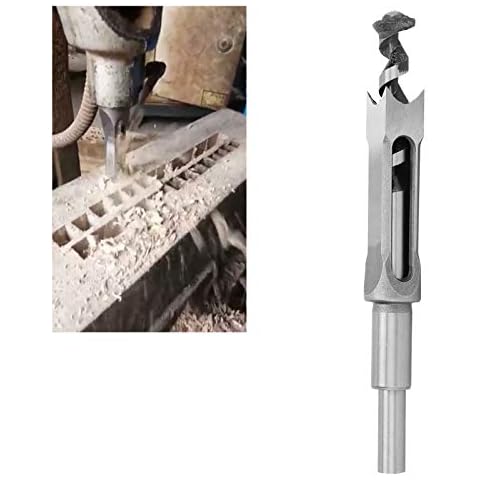 Square Hole Drill Bit,20mm Woodworking Hole Saw Mortising Chisel Drill Bit Bearing Steel Square Hole Drill Bits Cutter for Construction Installation Renovation Industry Cover