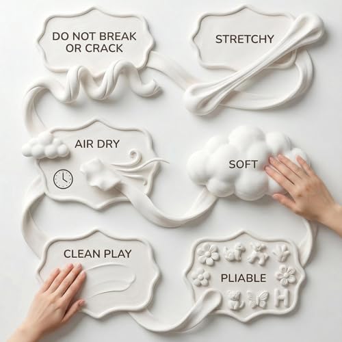 Image of BOHS Foam Clay, White Air Dry Modeling Clay, 1.1 lb | Soft, lightweight; crack-free finish; EVA and polystyrene foam details; cosplay props, figurines, fake bakes and slime making