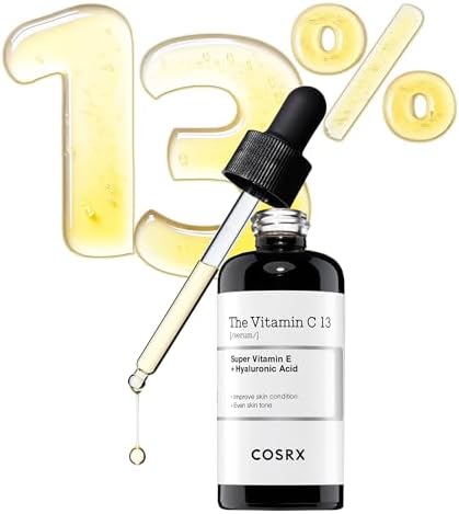 COSRX Pure Vitamin C 13% Serum with Vitamin E & Hyaluronic Acid, Hydrating Facial Serum for Fine Lines, Uneven Skin Tone & Dull Skin, 0.67fl.oz/20ml, Korean Skin Care