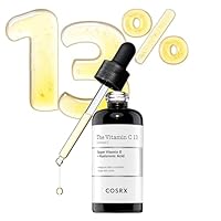 COSRX Pure Vitamin C 13% Serum with Vitamin E & Hyaluronic Acid, Hydrating Facial Serum for Fine Lines, Uneven Skin Tone & Dull Skin, 0.67fl.oz/20ml, Korean Skin Care, Stocking stuffers for women