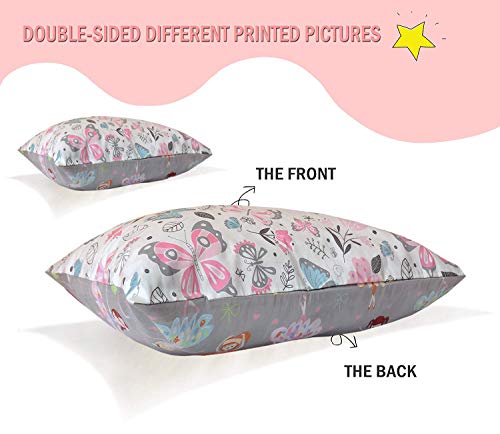 Fuman 100% Cotton Toddler Pillowcases,2 Pack Soft And Breathable Travel Pillow Cases, 13"X 18",14"X 19"For Kids Bedding Great Shower Gift #TOP4