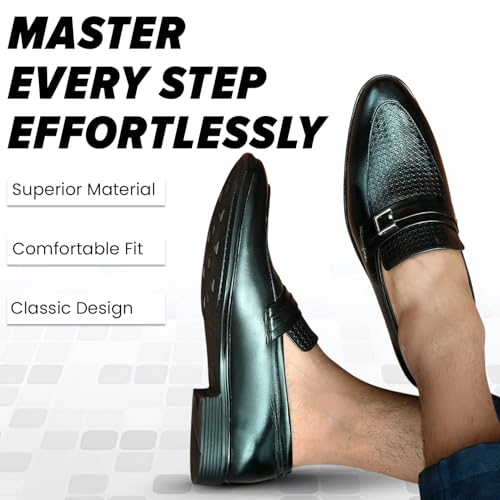 Image of STANPHORD Men Formal Slip-On Loafer Shoes | Lightweight PU Casual Office Wear Moccasins | Cushioned Insole | Anti-Slip Sole | Business Casual (TPSH M609)