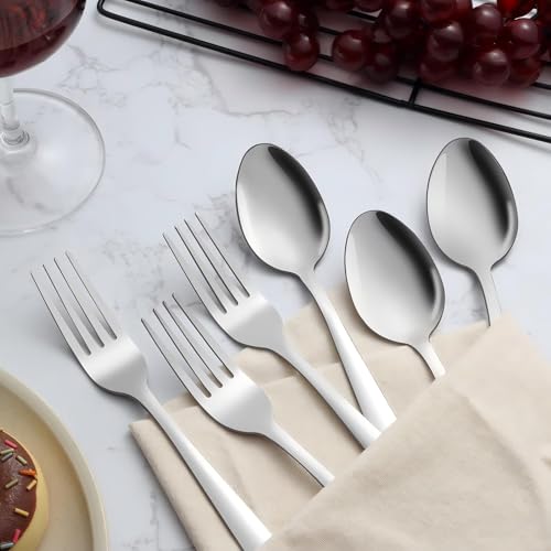 Unokit 24-Piece Spoons and Forks Set Silverware Set - Forks and Spoons Food Grade Stainless Steel Silverware for Home, Kitchen and Restaurant, 12-Fork and 12-Spoon, Mirror Polished&Dishwasher Safe by Unokit - Image 3
